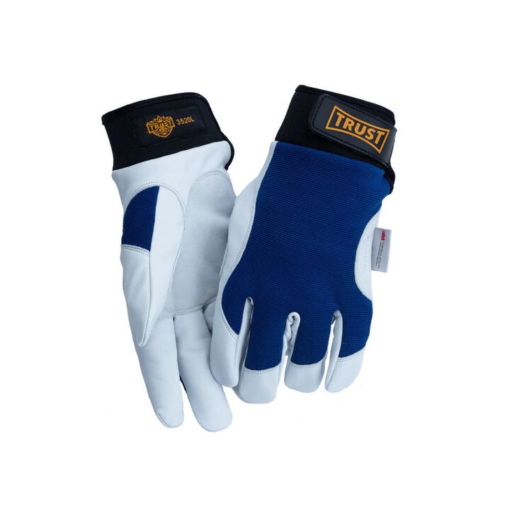 Trust Protection Premium Goat Skin Thinulate Mechanics Gloves Blue and White Medium