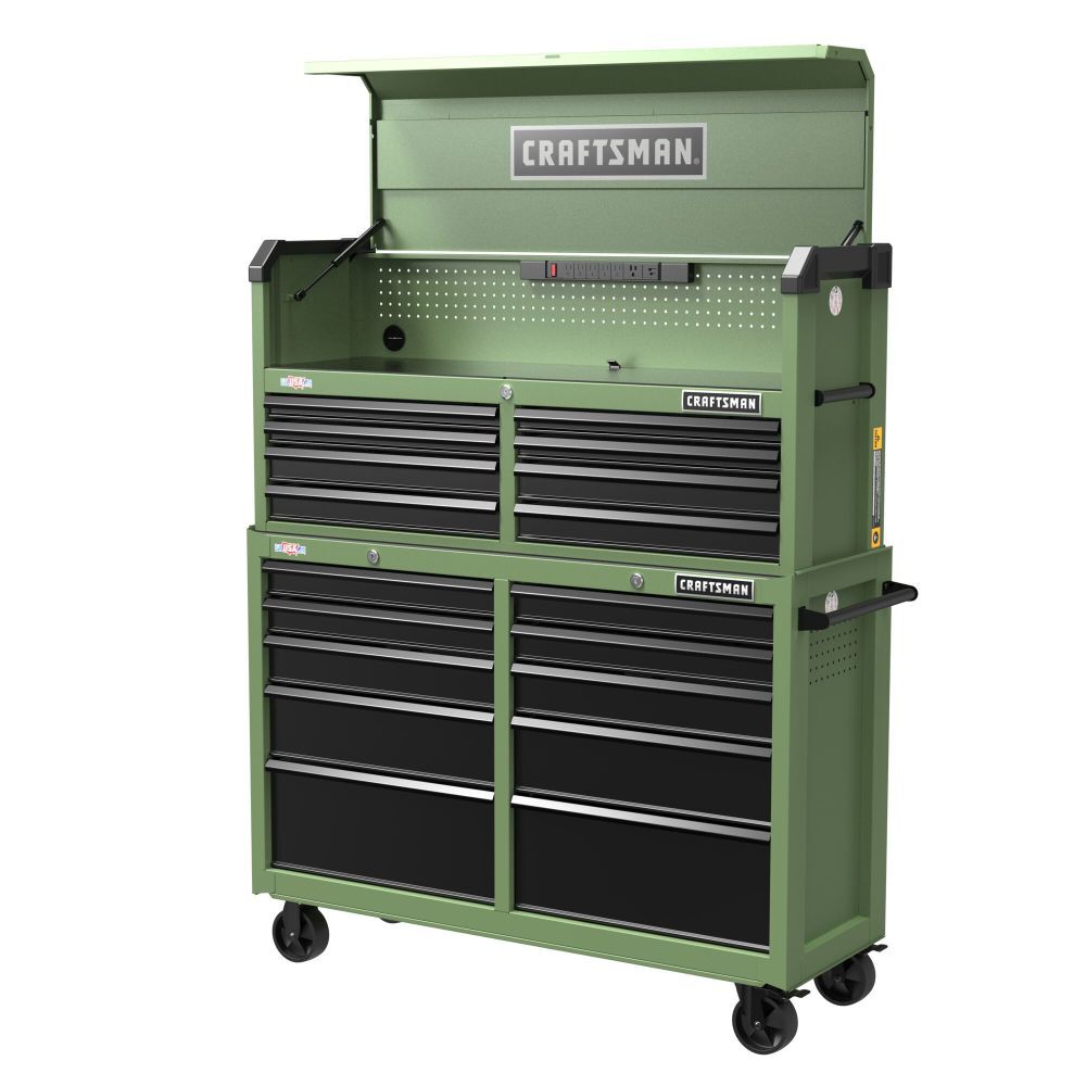 CRAFTSMAN S2000 52 Inch 8-Drawer Open Till Tool Chest Army Green, large image number 3