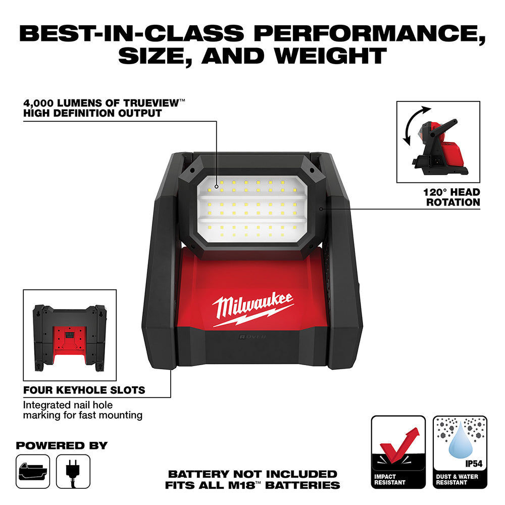 Milwaukee M18 Bluetooth Jobsite Radio (Bare Tool) and M18 Rover Dual Power Flood Light (Bare Tool) Bundle, large image number 15