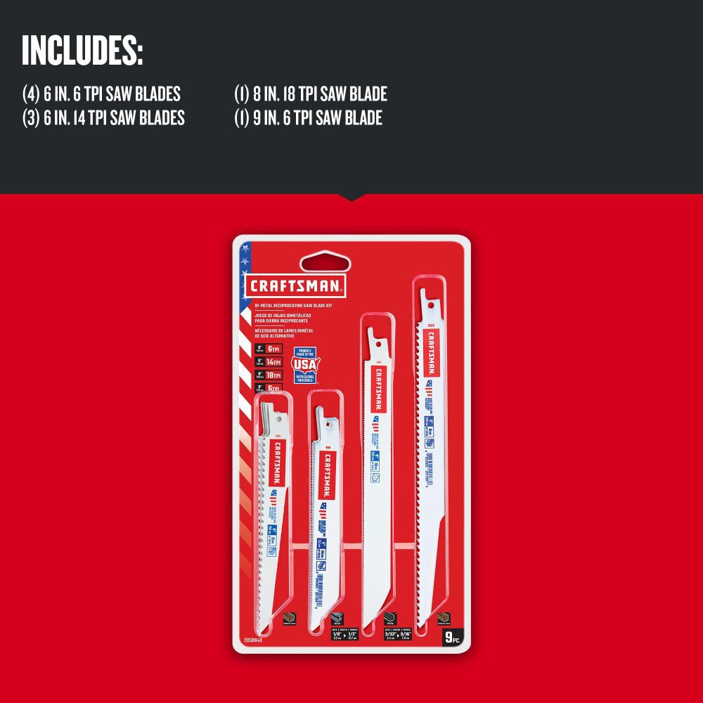 CRAFTSMAN 6 Inch 6 TPI Reciprocating Saw Blades 5 Pack, large image number 2