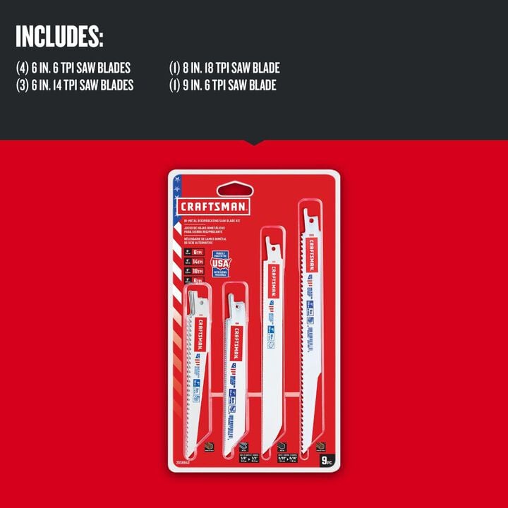 CRAFTSMAN 6 Inch 6 TPI Reciprocating Saw Blades 5 Pack, large image number 1