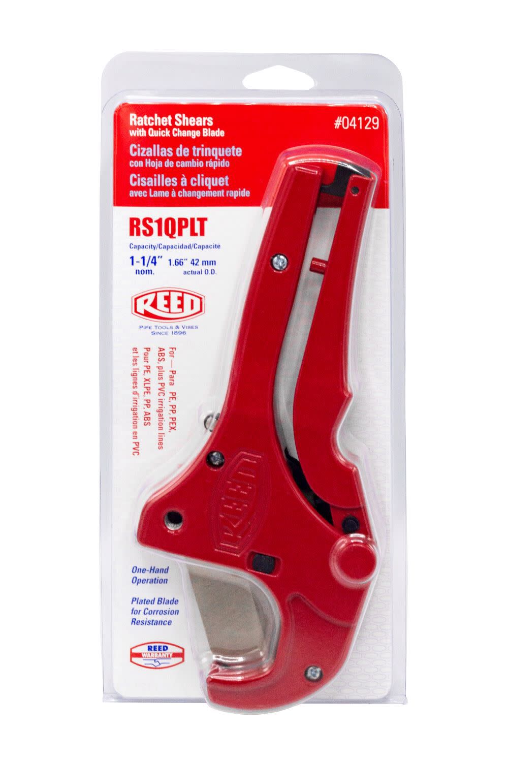 Reed Mfg RS1QPLT Ratchet Shear With Nickel Plated Blade for Plastic and Soft Copper Cutting, large image number 2