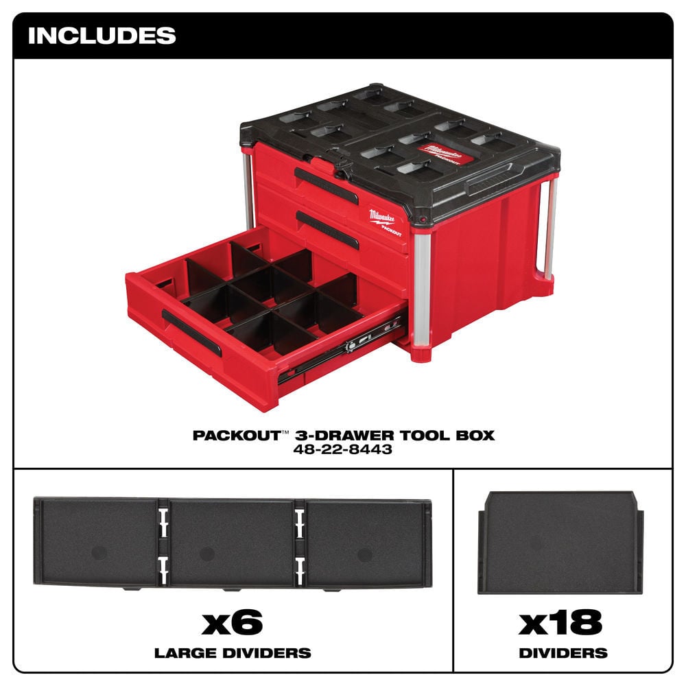 Milwaukee PACKOUT 3-Drawer Tool Box, large image number 9
