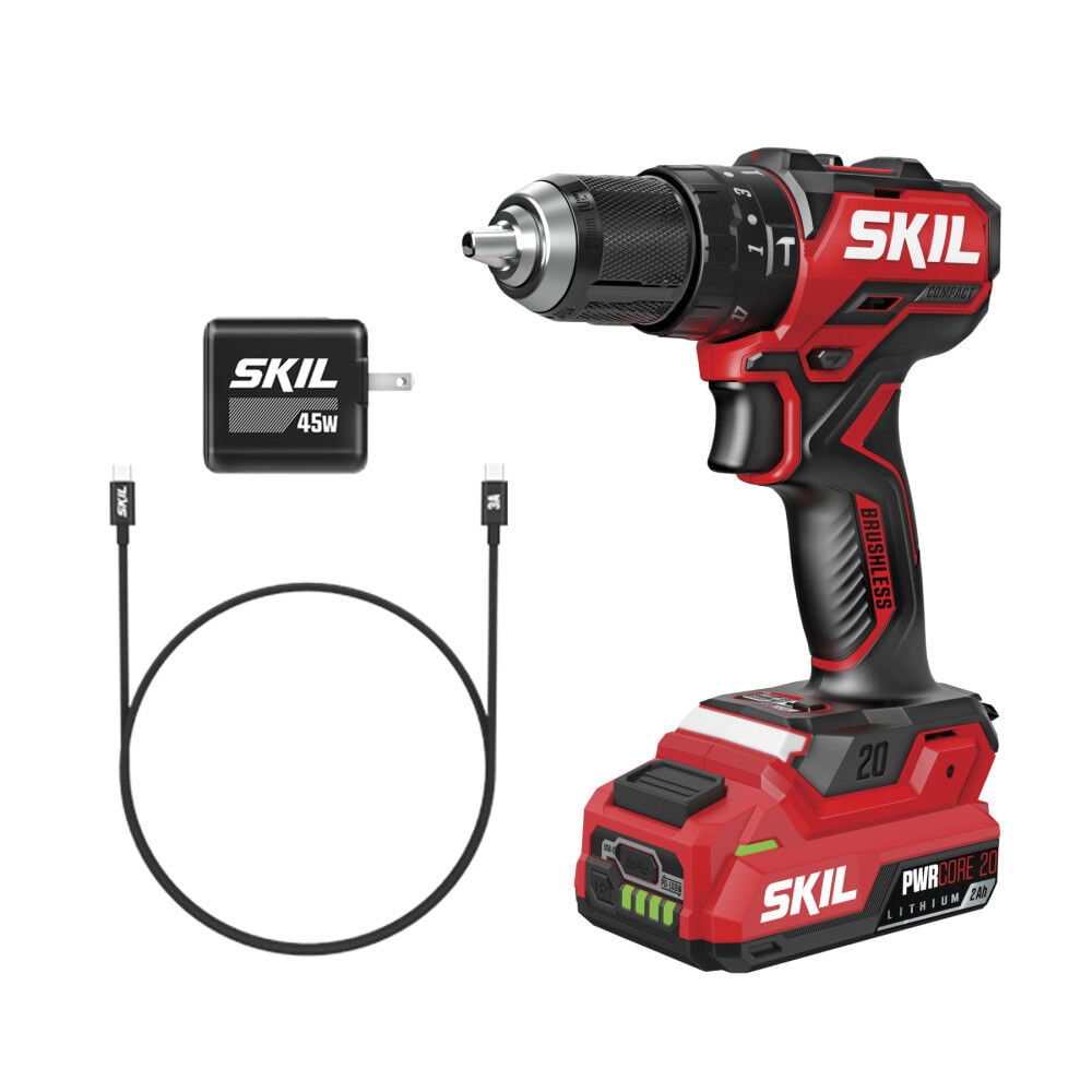 SKIL 20V 1/2 Inch Brushless Compact Hammer Drill Kit, large image number 1