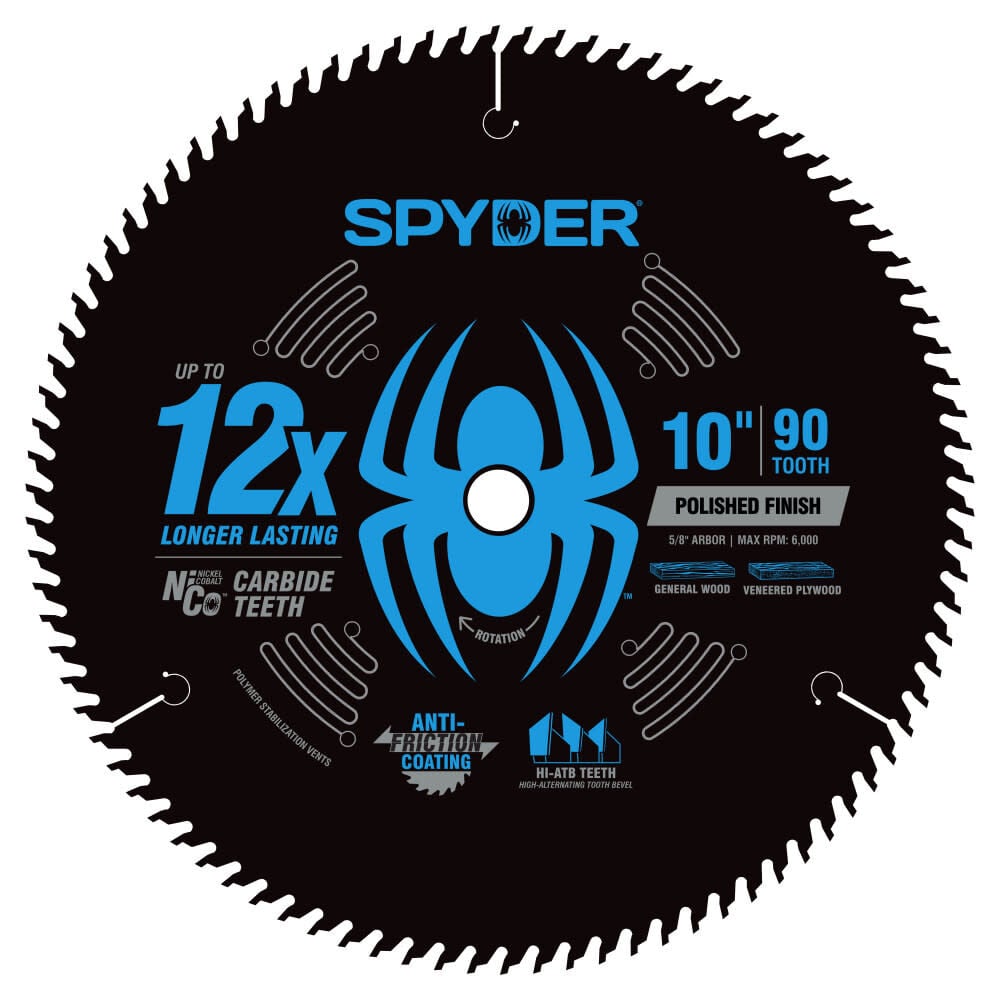 Spyder 10 Inch 90T Saw Blade for Precise Polished Finishing - 13095