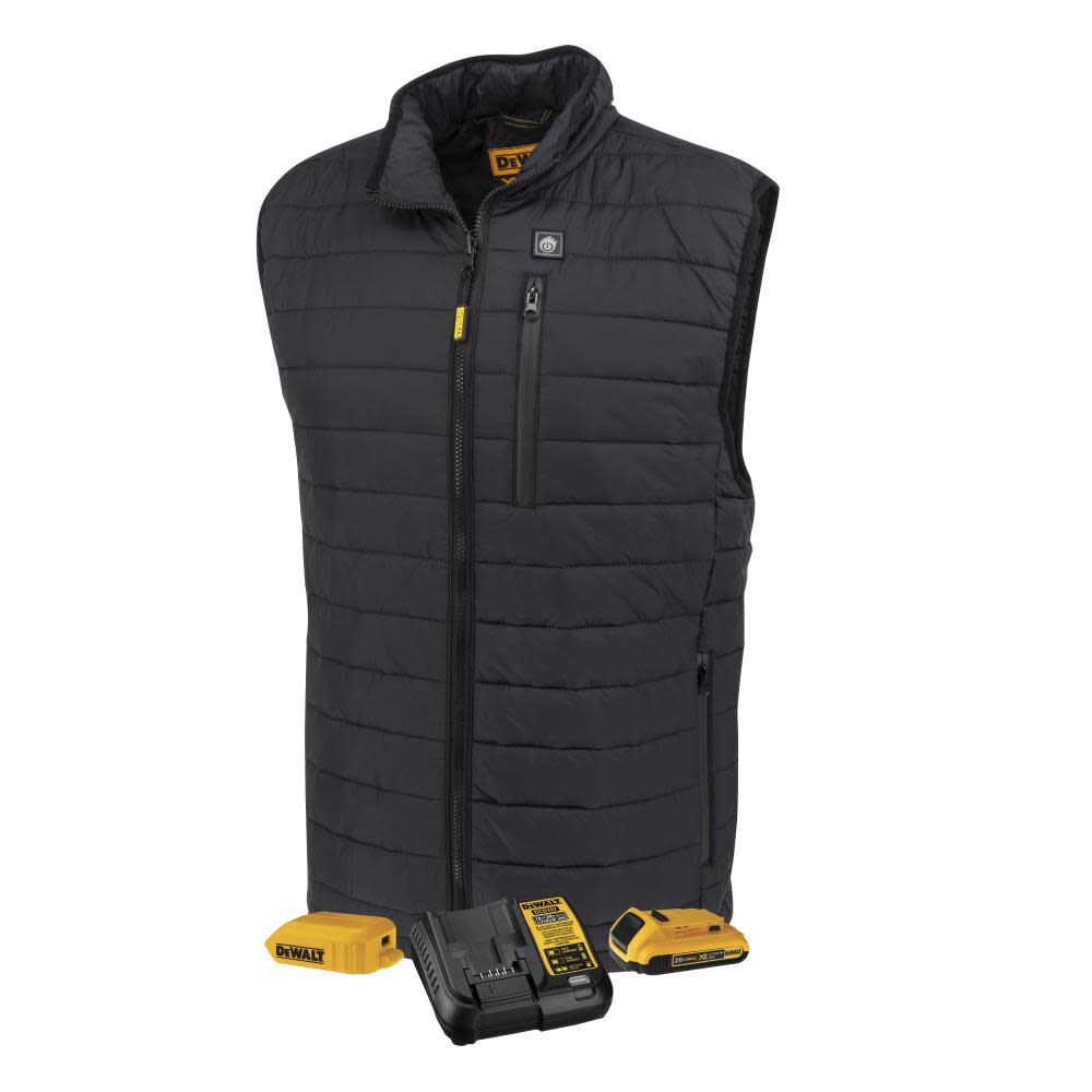 DEWALT Mens Heated Puffer Vest, Black, Small, large image number 1