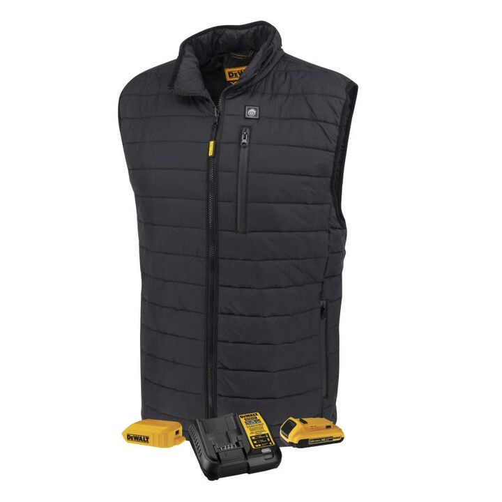 DEWALT Mens Heated Puffer Vest, Black, Small