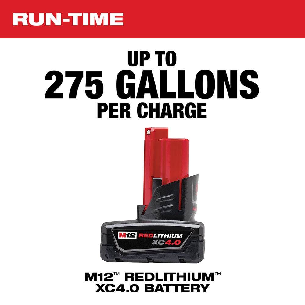 Milwaukee M12 Stick Transfer Pump with M12 REDLITHIUM XC 4.0Ah Extended Capacity Battery Pack Bundle, large image number 5