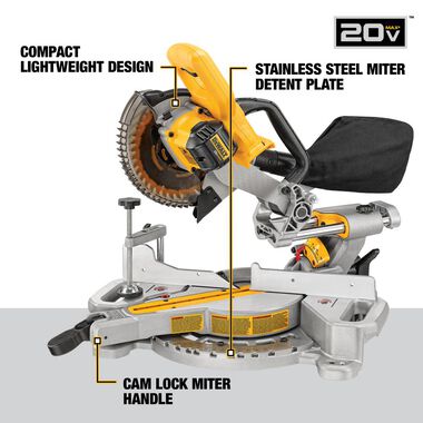 DEWALT 7-1/4in Miter Saw Single Bevel Sliding Compound (Bare Tool), large image number 1