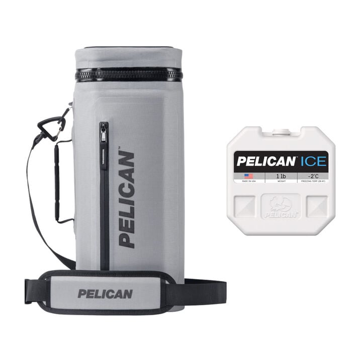 Pelican Light Gray Dayventure Sling Cooler & 1Lb Blue Ice Bundle