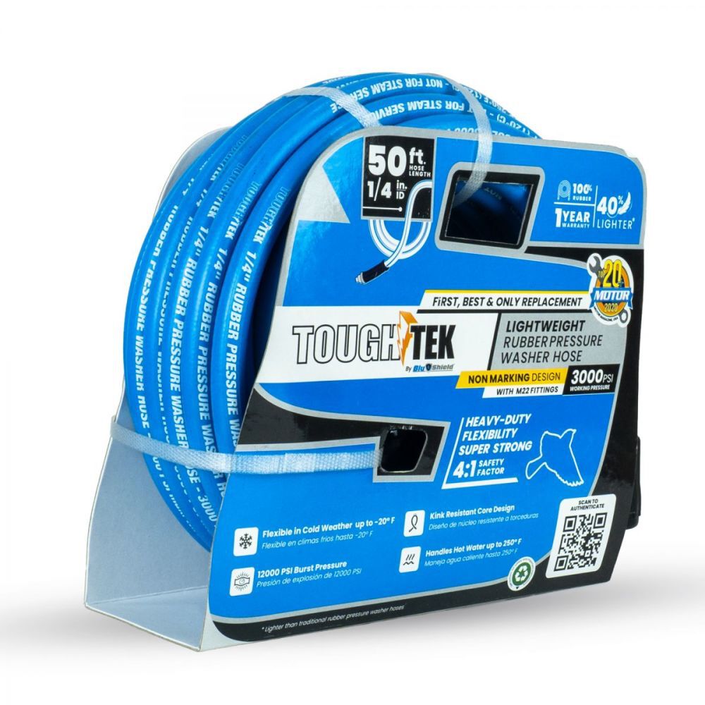 BluBird Tough-Tek 1/4 Inch x 50 Ft. Pressure Washing Hose with  M22 Coupler, large image number 3