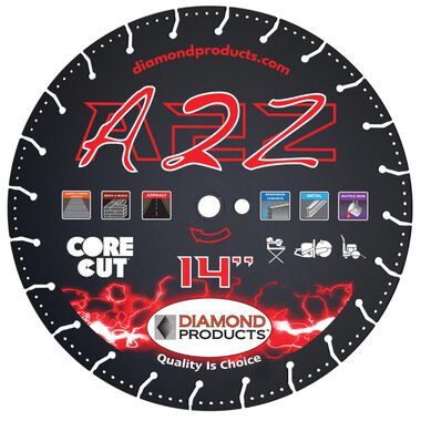 Diamond Products A2Z 14 In. x .125 In. x 1 In. Vacuum Bonded Multipurpose Blade