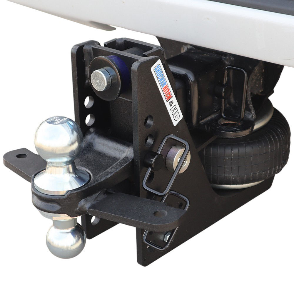 Shocker Hitch HD 20K Max Black 2 Inch Air Receiver Hitch & Chrome Combo Sway Bar Tab Ball Mount 2 Inch & 2 5/16 Inch Hitch Balls, large image number 2