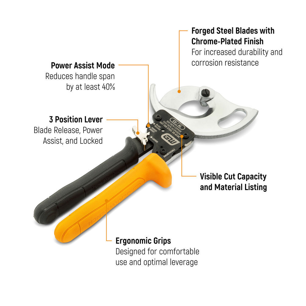 GEARWRENCH 10-1/2 Inch Compact Ratcheting Cable Cutter, large image number 2