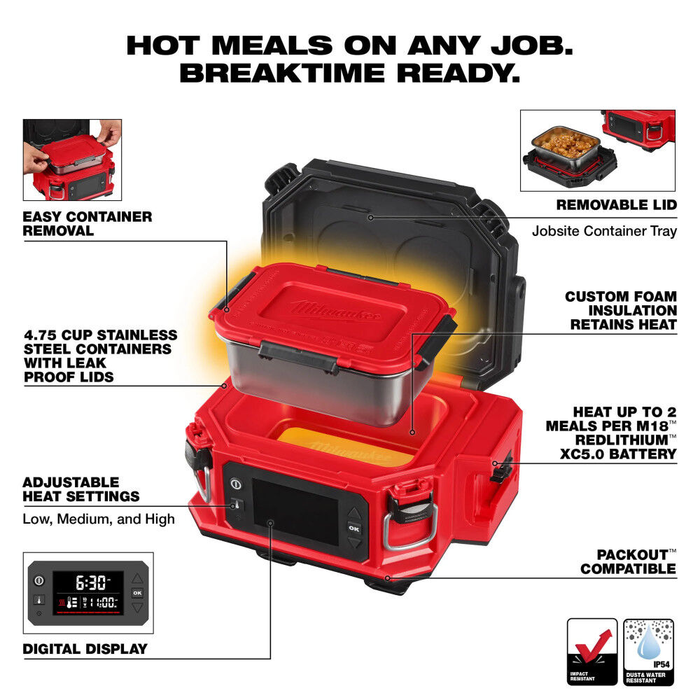 Milwaukee M18 Jobsite Lunch Warmer with Extra Container, large image number 3