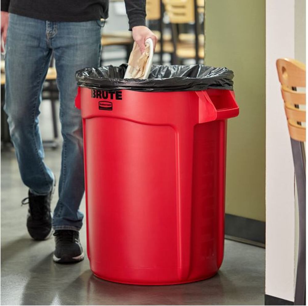 Rubbermaid Vented Brute 32 Gallon Red Resin Container without Lid, large image number 2