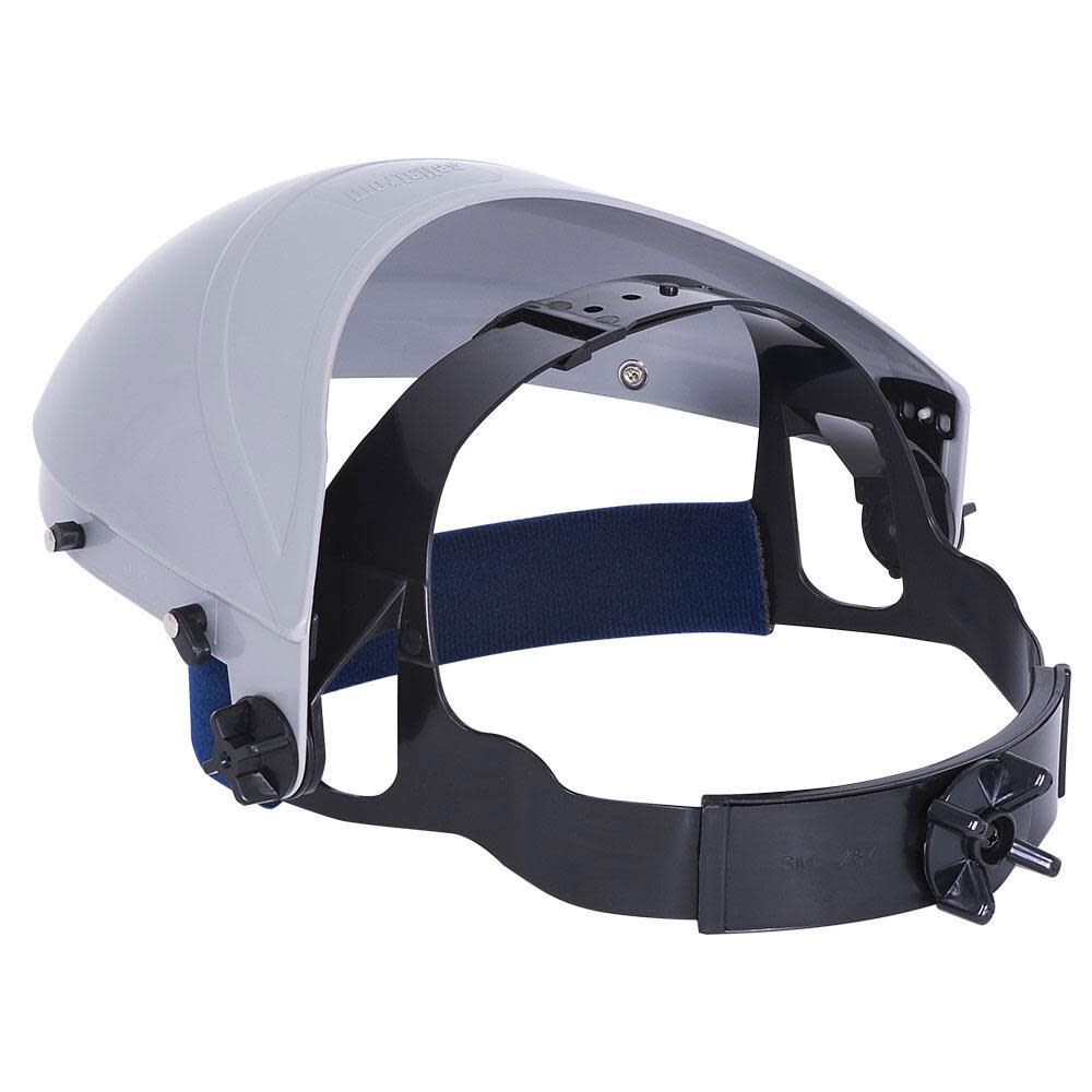 Sellstrom Single Crown Safety Face Shield with Ratchet Headgear Uncoated Aluminum Bound Window Clear Tint Gray Crown, large image number 3