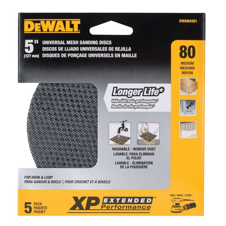 DEWALT Mesh 5 In. 80 Grit Random Orbit Disks (5 PACK), large image number 4