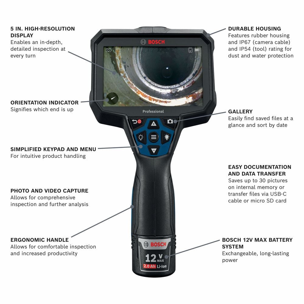 Bosch 2V Max Inspection Camera, Reconditioned, large image number 2