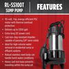 Red Lion 1HP 3000 GPH Sump and Effluent Pump with Tethered Float Switch, small image number 4