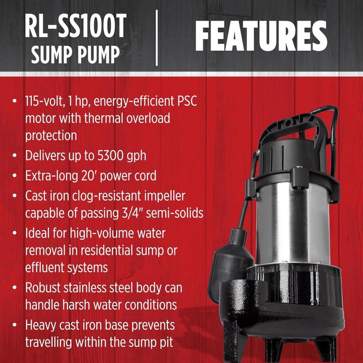 Red Lion 1HP 3000 GPH Sump and Effluent Pump with Tethered Float Switch, large image number 3