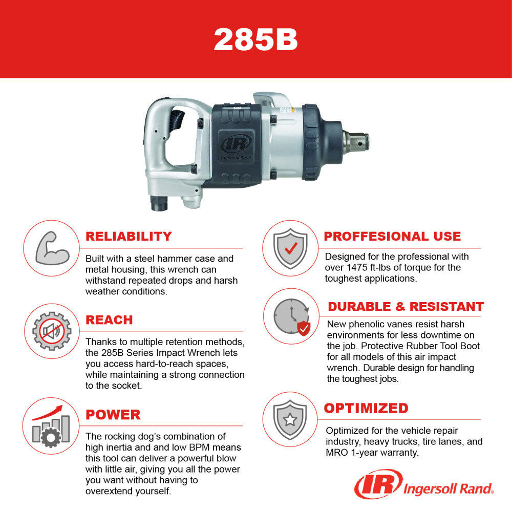 Ingersoll Rand 1 Inch Square Impactool D-Handle Air Impact Wrench, 1770 Ft-Lbs Max Torque, large image number 5