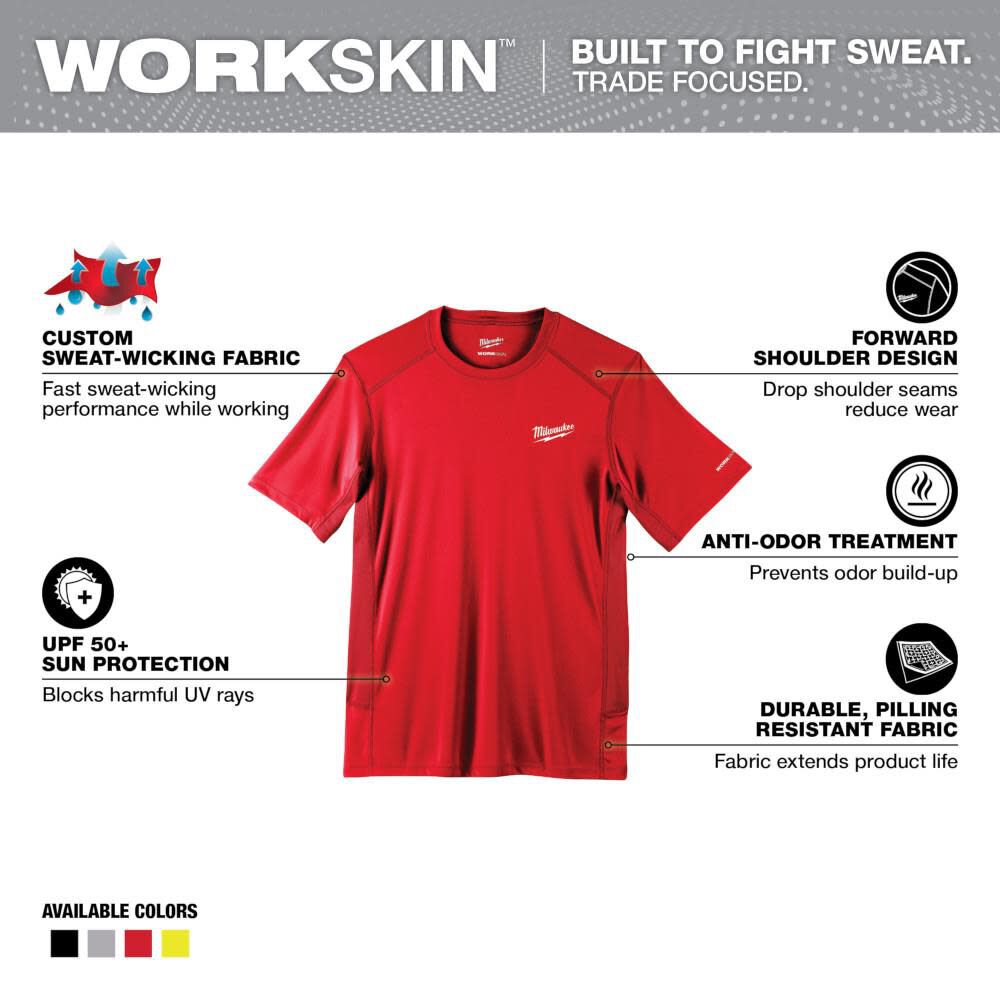 Milwaukee Workskin Lightweight Performance Shirt Short Sleeve Shirt Red 2X, large image number 2