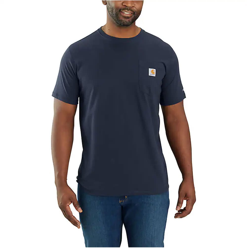 Carhartt Force Relaxed Fit Short-Sleeve Pocket T-Shirt, Navy, Size Medium - 106652-I26-M