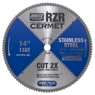 Champion Cutting Tool Cermet Tipped Circular Saw Blade 14 In. (Stainless Steel Cutting)