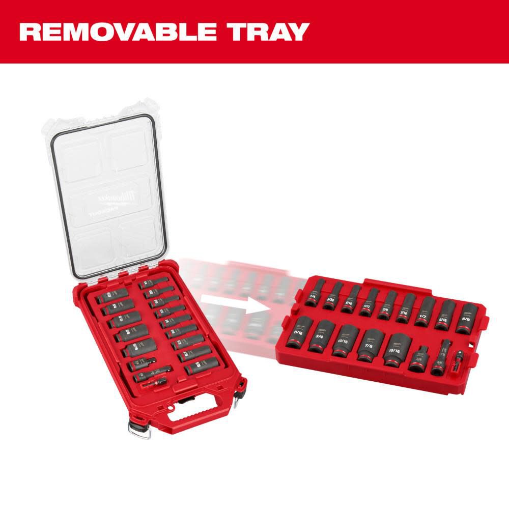 Milwaukee Shockwave Impact Duty Socket 3 8 Dr 17pc Sae Packout Set 49 66 6800 - Image 9