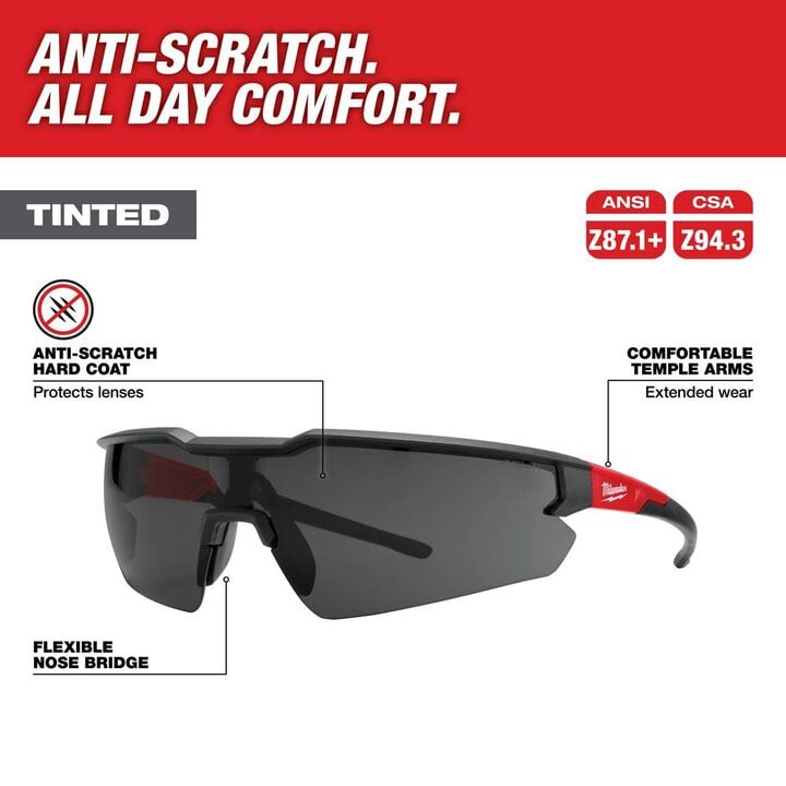 Milwaukee Safety Glasses - Tinted Anti-Scratch Lenses (Polybag), large image number 1