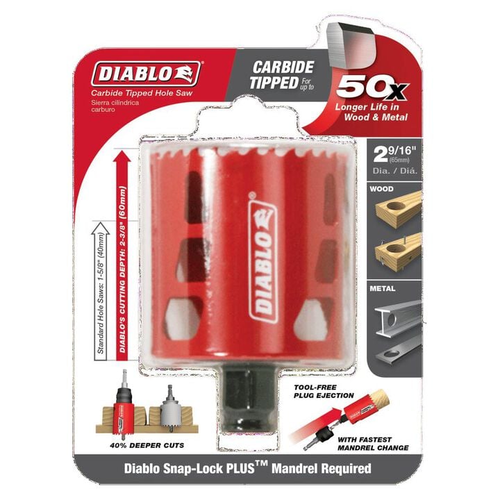 Diablo Tools 2-9/16in (65mm) Carbide-Tip Wood & Metal Holesaw, large image number 2