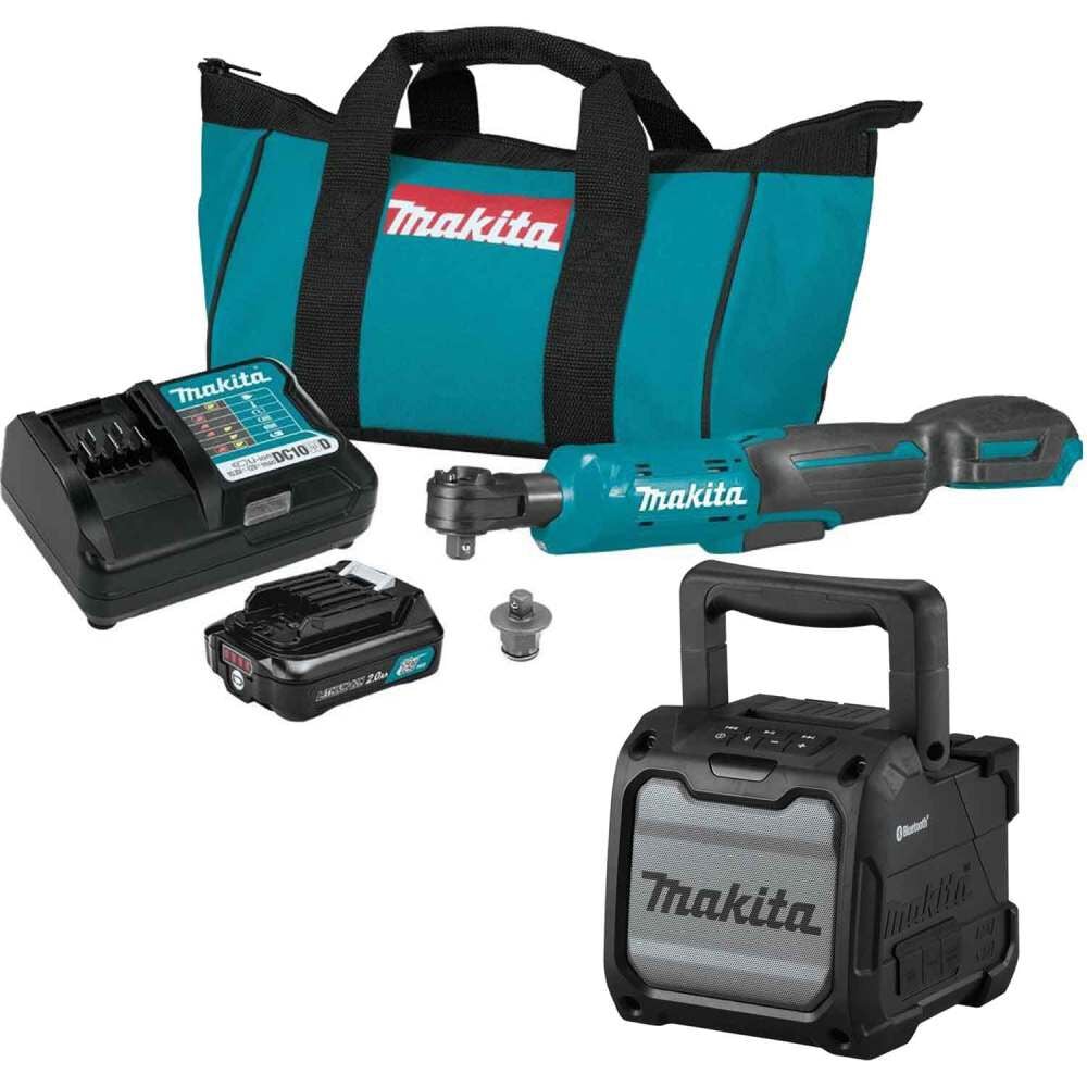 Makita 12V Max CXT Cordless 1/4-3/8 inch Ratchet and Bluetooth Speaker 2.0Ah Kit, large image number 1