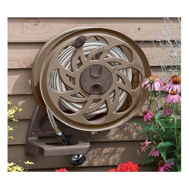 Suncast 125 Ft. Resin Side Tracker Wall Mount Hose Reel, Dark Taupe, large image number 1