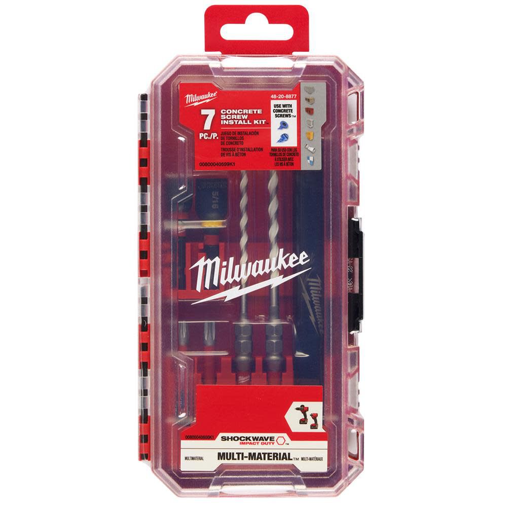 Milwaukee SHOCKWAVE Impact Duty Carbide Multi Material Drill Bit Concrete Screw Install Kit 7pc, large image number 12