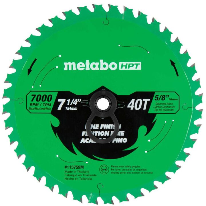 Metabo HPT Fine Finish 7-1/4 Inch 40-Tooth Saw Blade, large image number 1