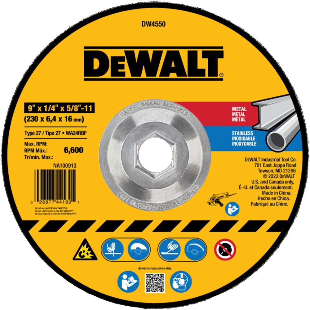 DEWALT 9 In. x 1/4 In. x 5/8 In. to 11 Fast Cutting Abrasive, large image number 1