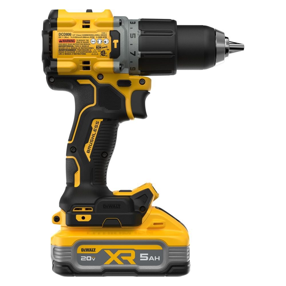 DEWALT 20V MAX XR 1/2 Inch Hammer Drill 5 Ah Kit, large image number 7