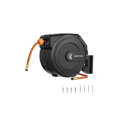 Giraffe Tools 3/8 Inch x 50 Foot Polypropylene 300 Psi Retractable Air Hose Reel