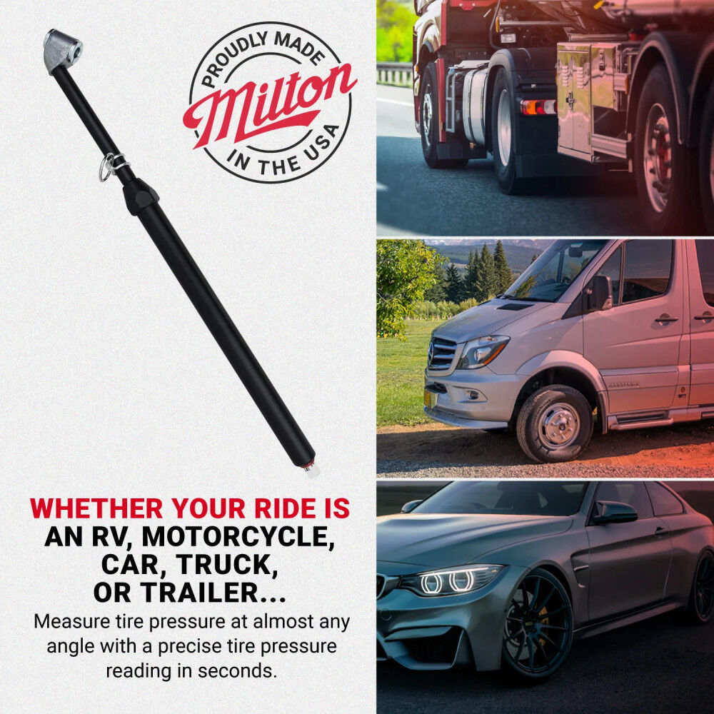 Milton Dual Foot Straight Lock-on Chuck Service Gauge Non-Slip Grip Matte Black Poly -13 Inch 1-160 PSI For Large Vehicle Tires, large image number 11
