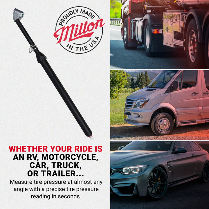 Milton Dual Foot Straight Lock-on Chuck Service Gauge Non-Slip Grip Matte Black Poly -13 Inch 1-160 PSI For Large Vehicle Tires, large image number 10