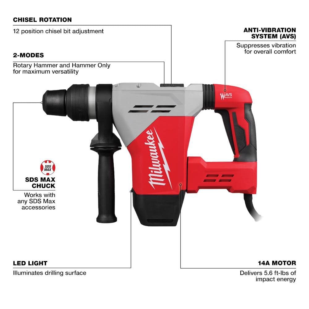 Milwaukee 1 9 16 SDS Max Rotary Hammer 5517 21 Acme Tools