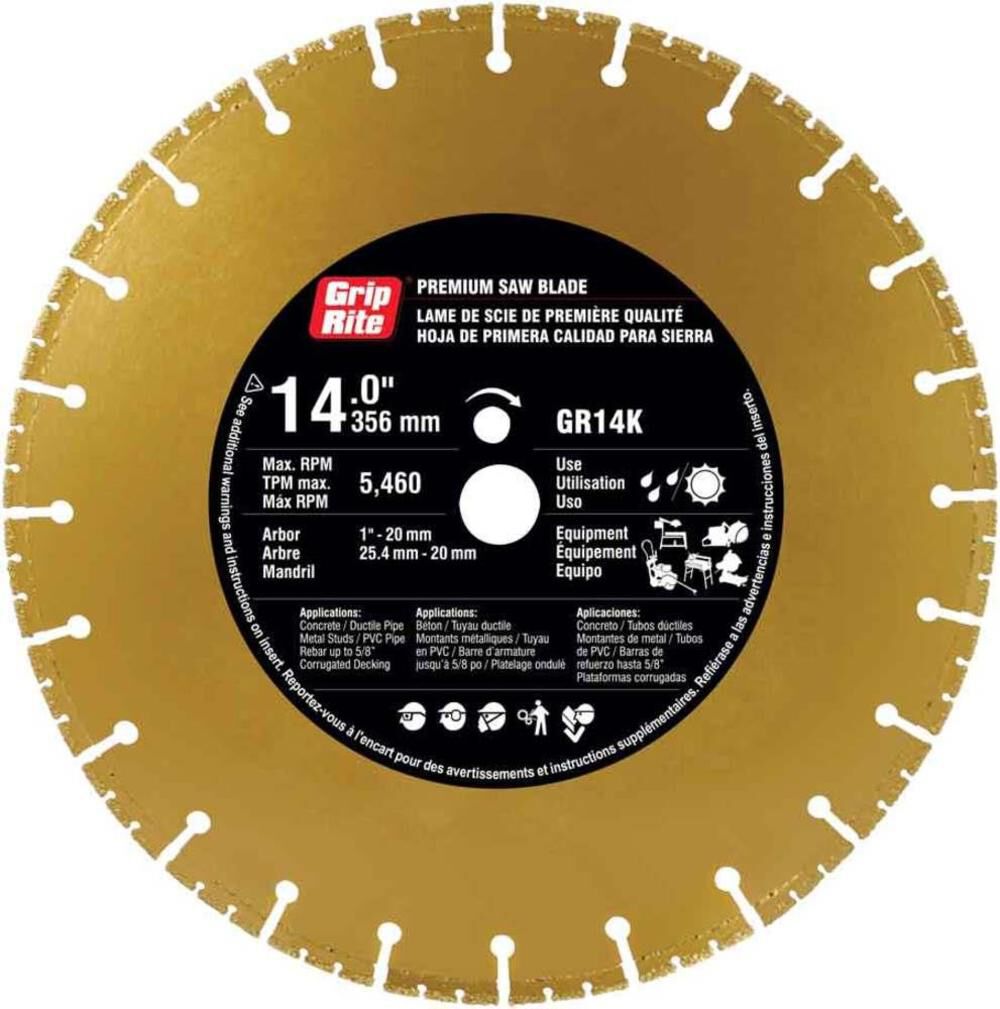 Grip Rite 14 Inch Premium Segmented Rim Diamond Blade for Steel – GR14K