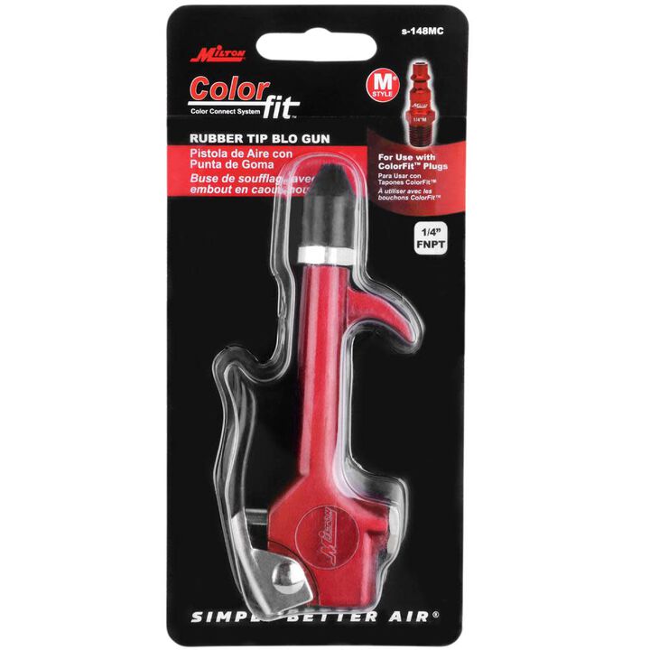 Milton 1/4 Inch NPT Lever Blow Gun Tool - Rubber Tip Nozzle, Red, large image number 3