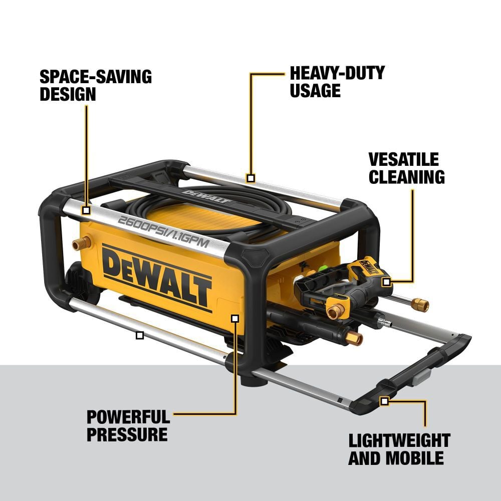DEWALT 2600 PSI 1.1 GPM Electric Cold Water Pressure Washer with 4 Spray Nozzles Simolary simolary.com 10