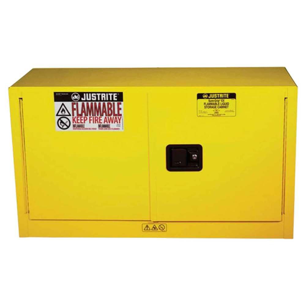 Justrite 17 Gallon Yellow Steel Self Close Flammable Safety Cabinet, large image number 1
