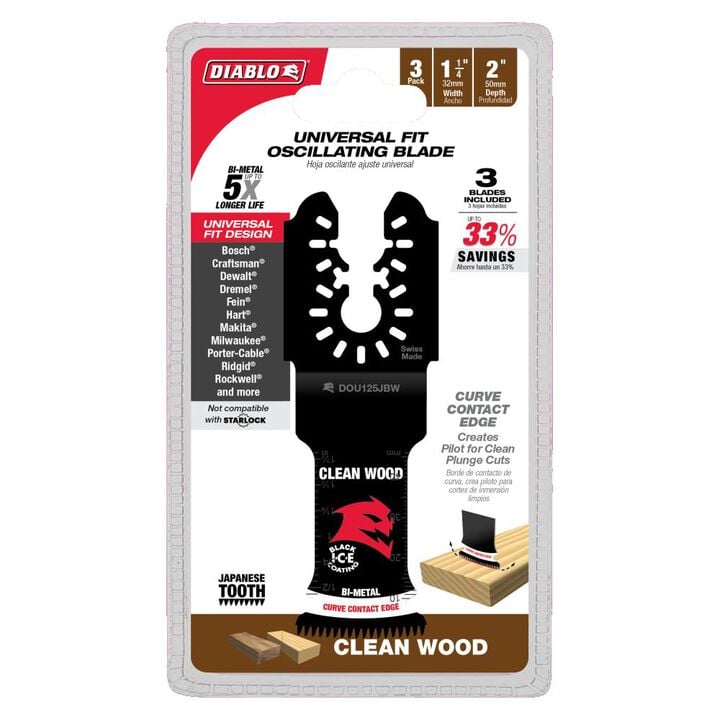 Diablo Tools 1-1/4in Universal Fit Bi-Metal Osc. Blades for Clean Wood 3pk, large image number 2