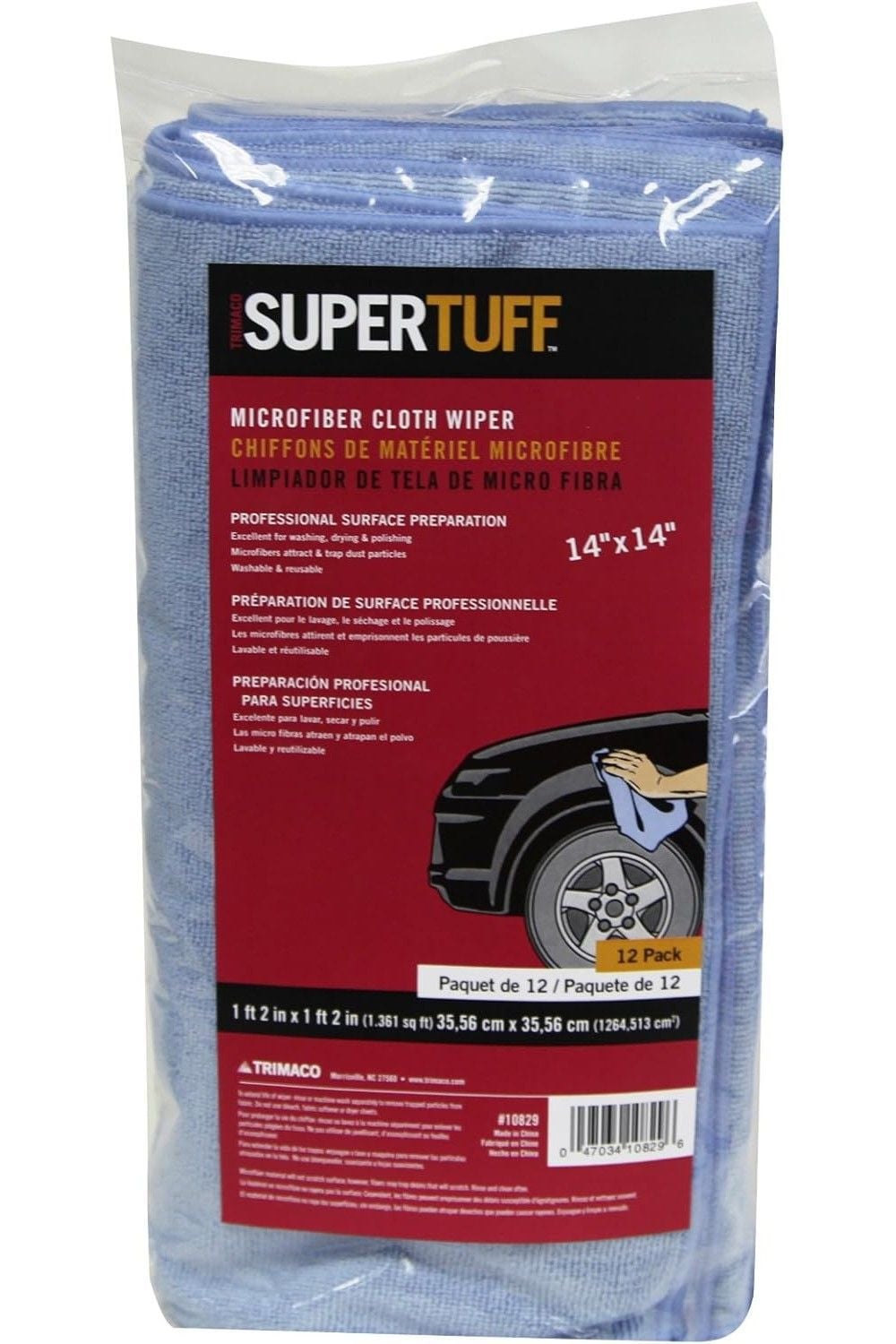 Trimaco Supertuff 14 x 14 Inch Blue Absorbent Microfiber Towel 12 Pack, large image number 2