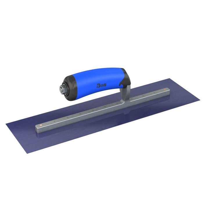 Bon Tool Finish Trowel Square Blue Steel 14 Inch x 4 Inch with Comfort Grip Handle, large image number 1