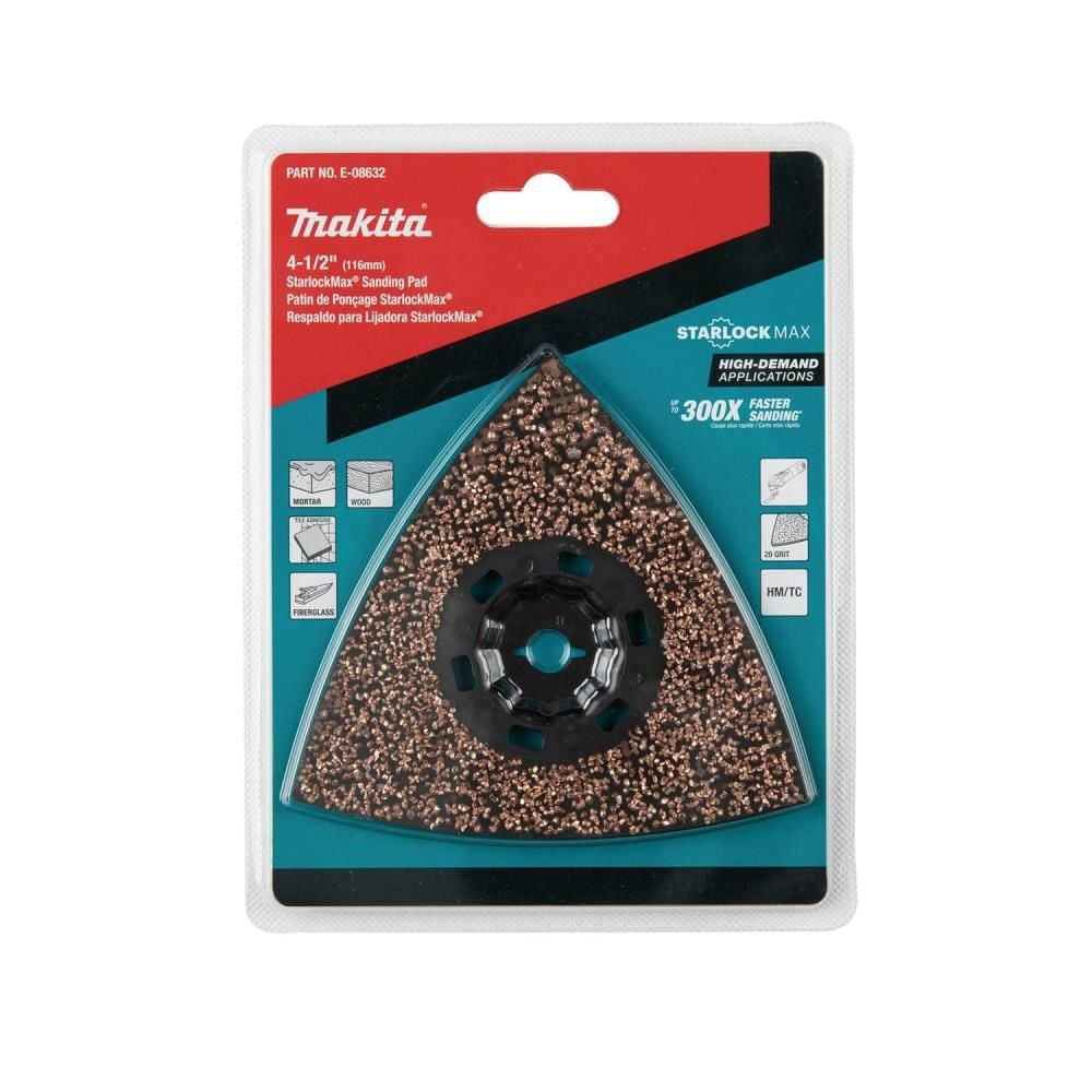 Makita StarlockMax Oscillating Multi Tool 4 1/2in Tungsten Carbide 20 Grit Delta Triangle Sanding Pad, large image number 3